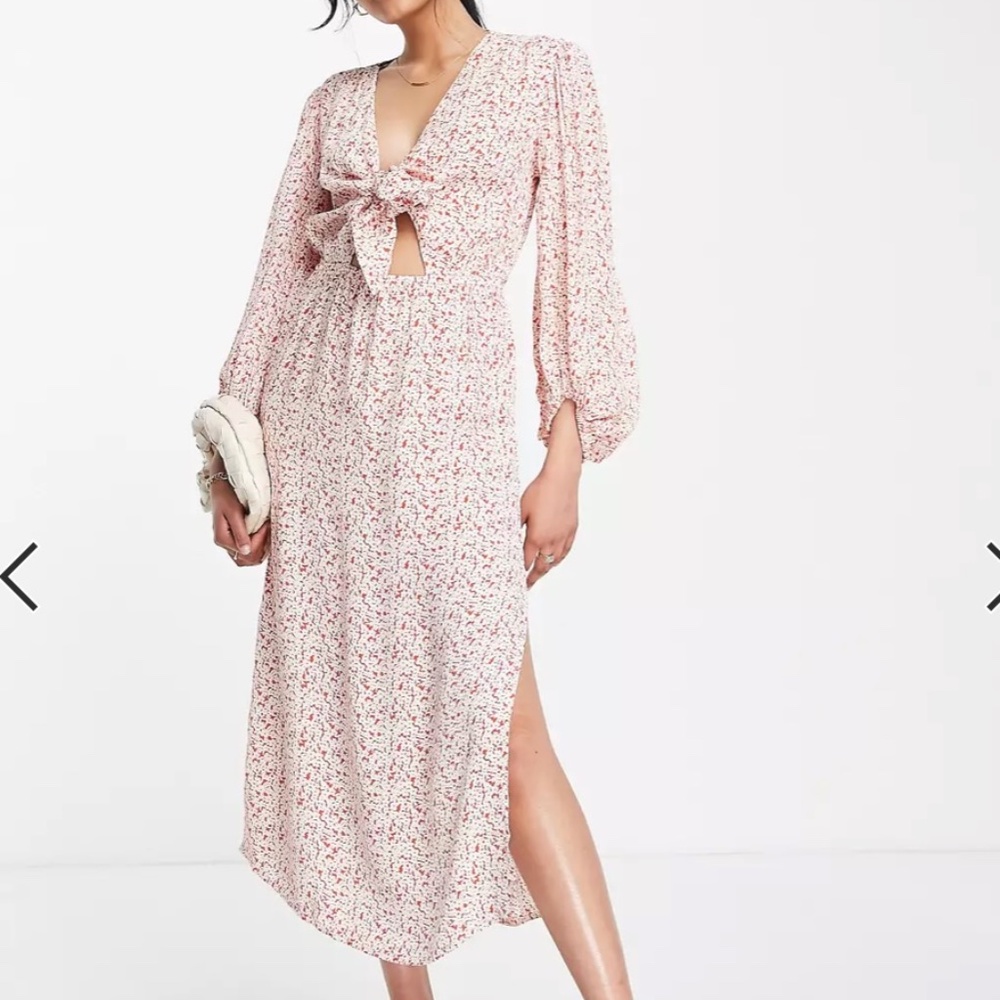 River Island Tie Front Midi Dress